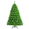 thumbnail image 1 of Costway 6.5ft Green Flocked Hinged Artificial Christmas Tree w/ Metal Stand Green, 1 of 10