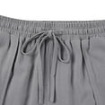 thumbnail image 4 of WULMLEO Womens Barrel Harem Linen Pants Wide Leg Pants Baggy Palazzo Drawstring Elastic Waist with Pockets Beach Gray L, 4 of 5