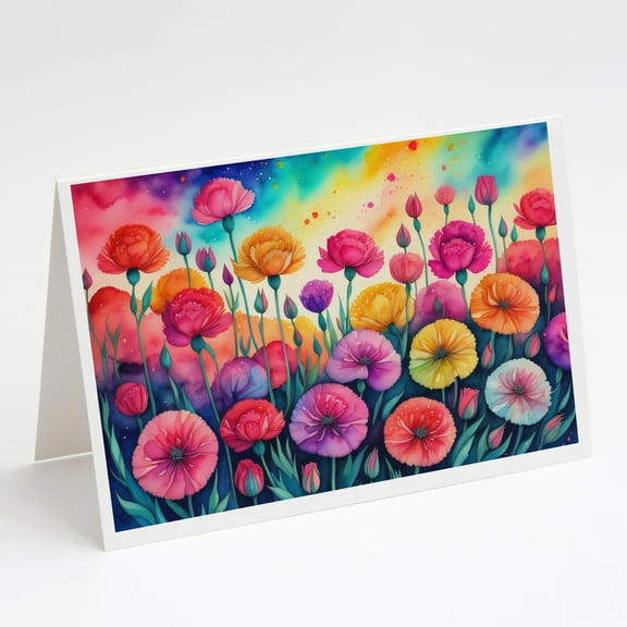 Carnations in Color Greeting Cards and Envelopes Pack of 8 7 in x 5 in