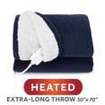 thumbnail image 3 of Sunbeam Heated Navy Blue Throw Blanket Microplush Faux Shearling 4 Heat Settings 50x70, 3 of 11