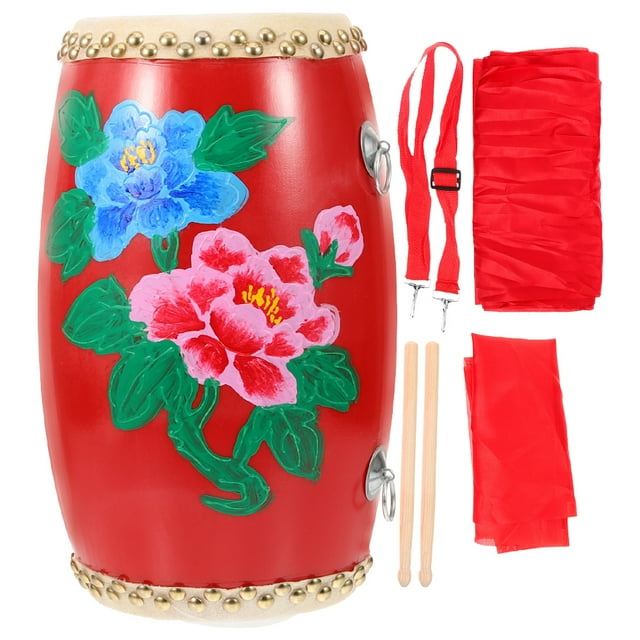 1 Ensemble Tambour Portable à Main Rond en Bois de Peuplier Instrument de Musique 14 Po