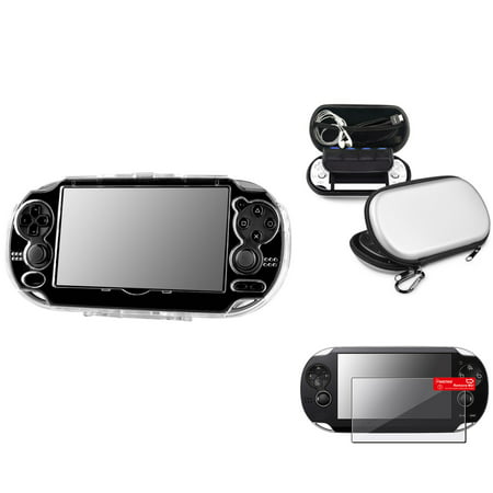 Insten Crystal Case+Silver EVA Case+Screen Protector For Sony PS Vita