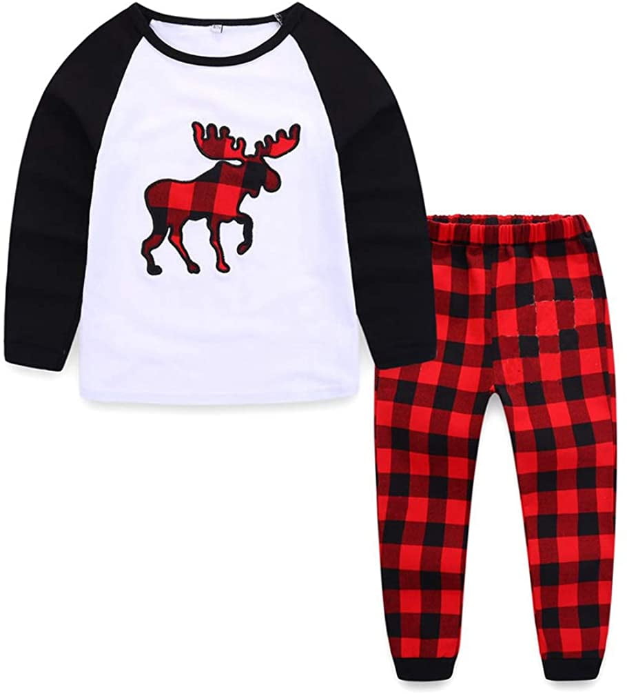 Matching Elk Buffalo Plaid Family Pajamas Set Family Christmas Pajamas ...