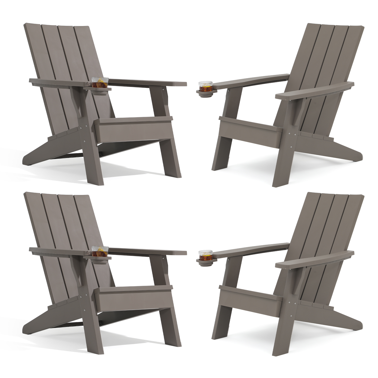 COBANA Adirondack Chair Set of 4, Patio Resin Chairs with Cup Holder for Outdoor, Indoor