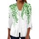 thumbnail image 1 of camisa de mujer blusa estampado manga 3/4 casual vacaciones botón básico tops verde / 3xl, 1 of 6