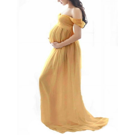 

Momacia Pregnant Women Off Shoulder Maxi Dress Maternity Photo Shoot Photography Gown