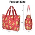 thumbnail image 3 of Tote Bag for Women - Red Christmas Gingerbread Man Pattern Shoulder Bag - Large Utility Work Duffle Bag with Zipper Handbag for Travel, Work, Sprots, 3 of 5
