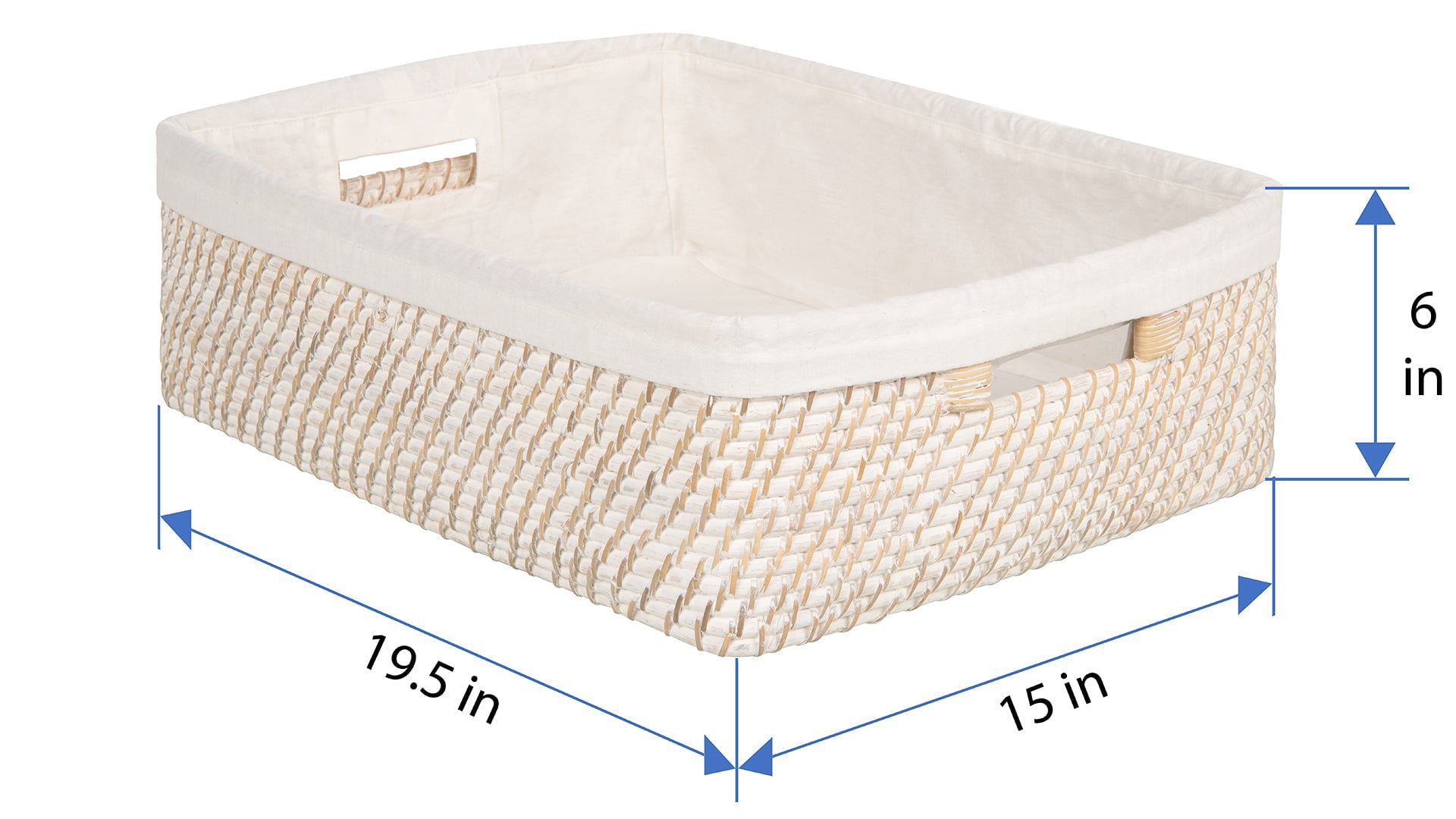 Kouboo Laguna Rattan Shelf Basket with Liner, Decorative Storage Basket, Organizer For Shelves, Latte