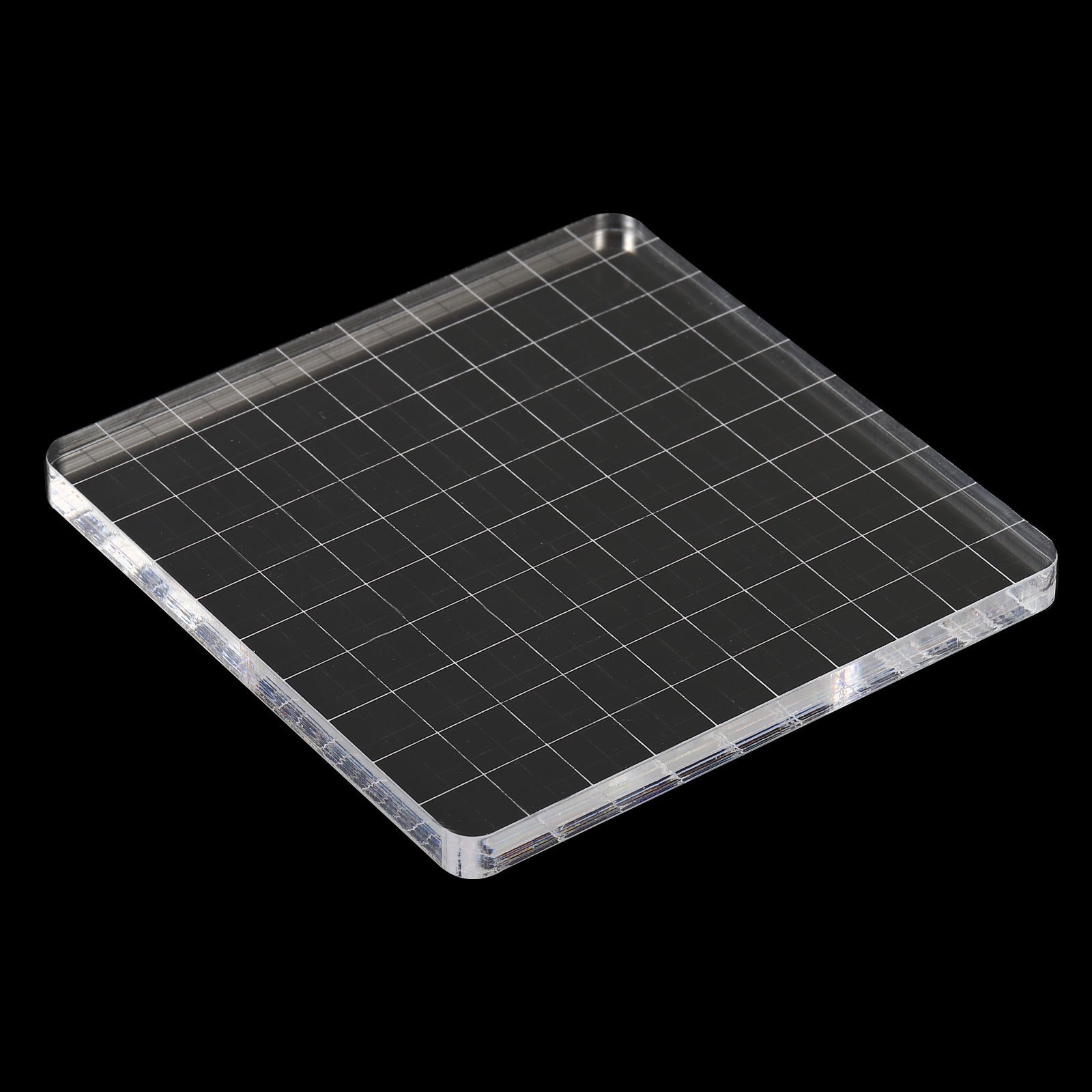 Unique Bargains Acrylic Stamping Block with Grid Lines for Scrapbooking 4"x 4"x0.3" 1Pcs