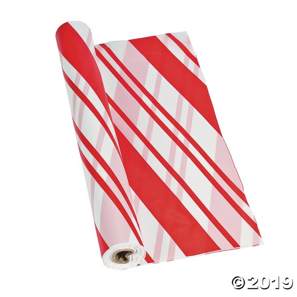 Candy Cane Striped Plastic Tablecloth Roll