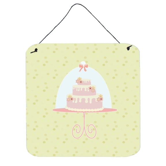Carolines Treasures BB7306DS66 Decorated Cake on Green Wall or Door Hanging Prints 6HX6W multicolor