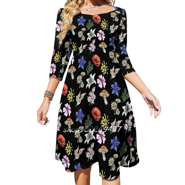 Spiritfarer Spirit Flower Pack Vestido de cuello cuadrado Lindos vestidos holgados estampados Elegante vestido de fiesta en la playa Spiritfarer Spirit Farmer