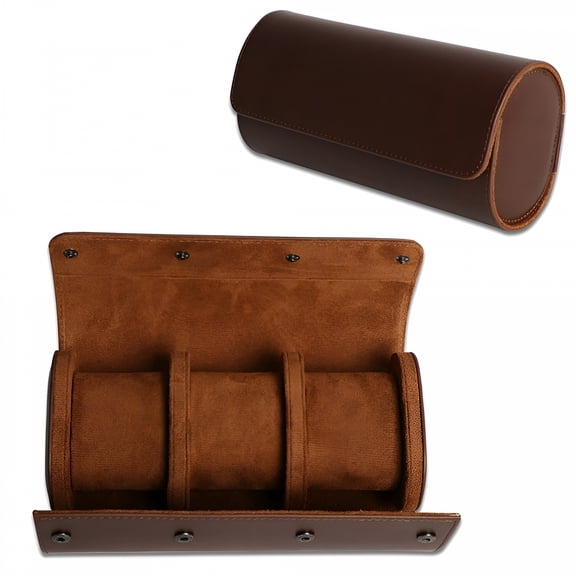 AOMRCOL Watch Travel Case for Men Women 3 slot Leather Watch Roll Travel Case Watch Box Storage Organizer and Display Holder for 3 Watches