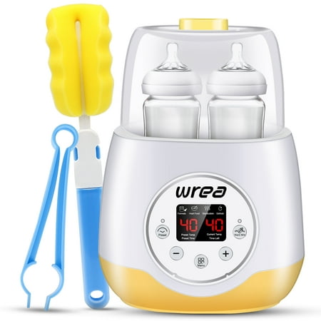 Baby Bottle Warmer & Bottle Sterilizer,5 in 1 Breast Milk Formula Baby Food Heater Intelligent Thermostatic System,with LED-Display and Accurate Temperature Control+Cleaning Brush (Best Temperature For Baby Milk)