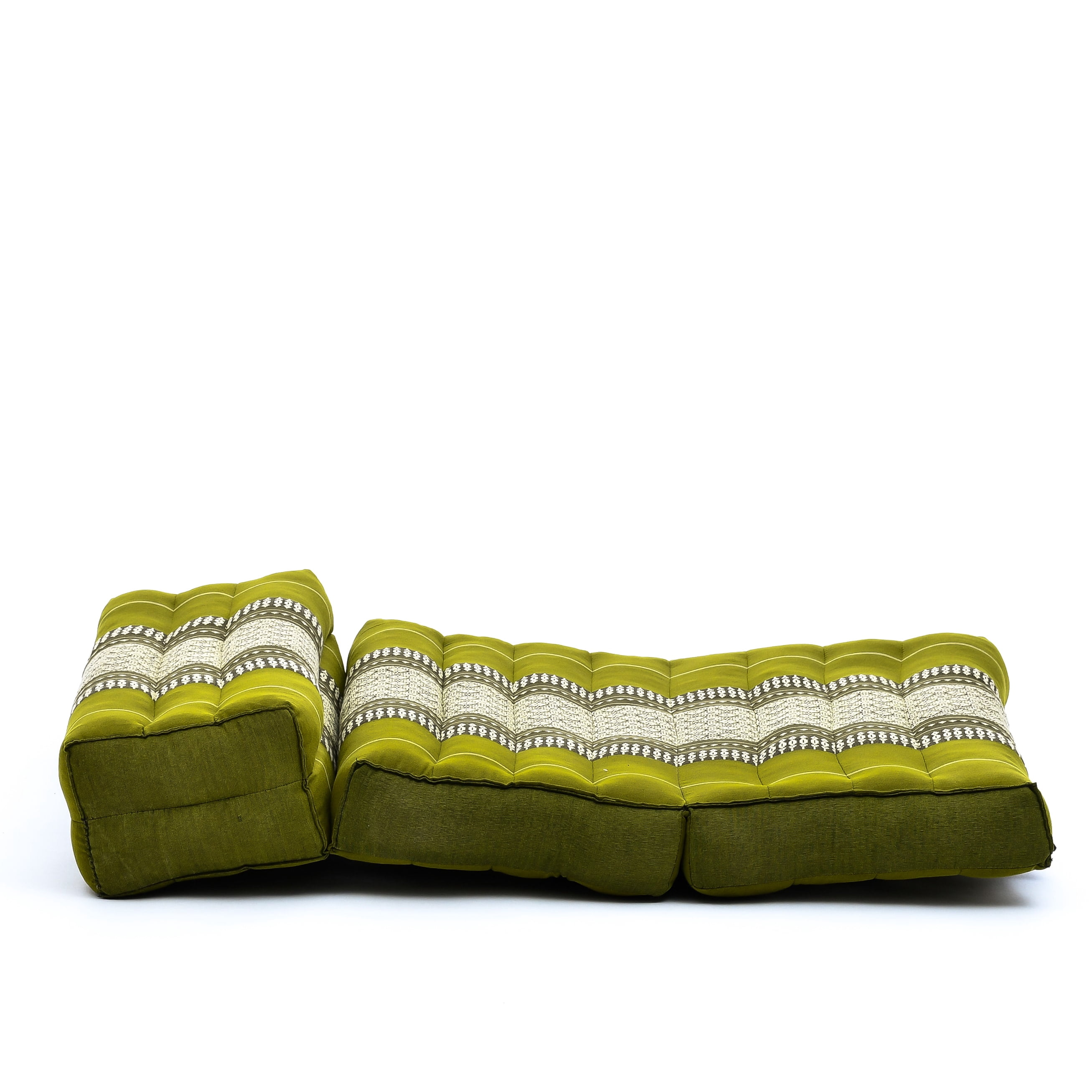 Leewadee Foldable Floor Mattress – 2 in 1 Floor Meditation Mat for Yoga and Relaxation, Seating Futon with Kapok, 20 x 28 inches, Green