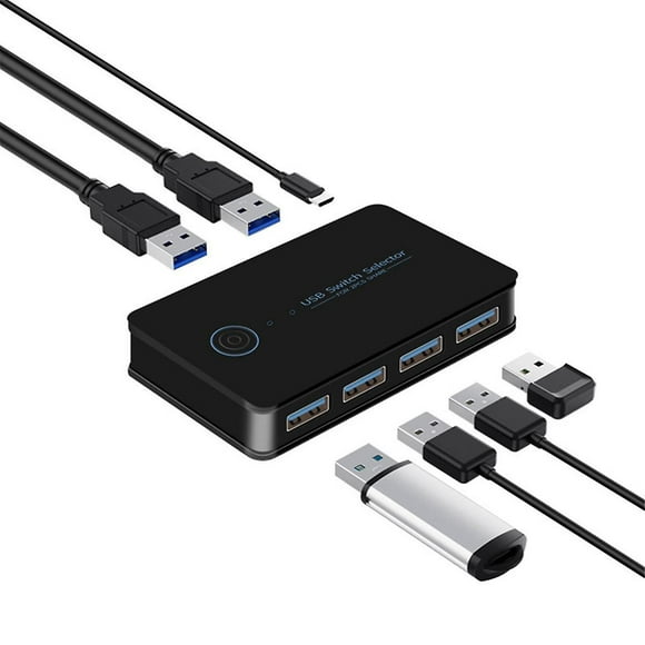 Usb Kvm Switch Usb Shared Switcher 2 In 4 Out For Laptop Pc Keyboard Mouse Printer Usb Switch Hub Adapter Usb 3.0