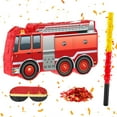 thumbnail image 5 of Dserhfy Firetruck Pinata with Stick Blindfold Confetti Small Firefighter Birthday Decoration for Kids Boys Firetruck Theme Birthday Party Supplies, 5 of 7