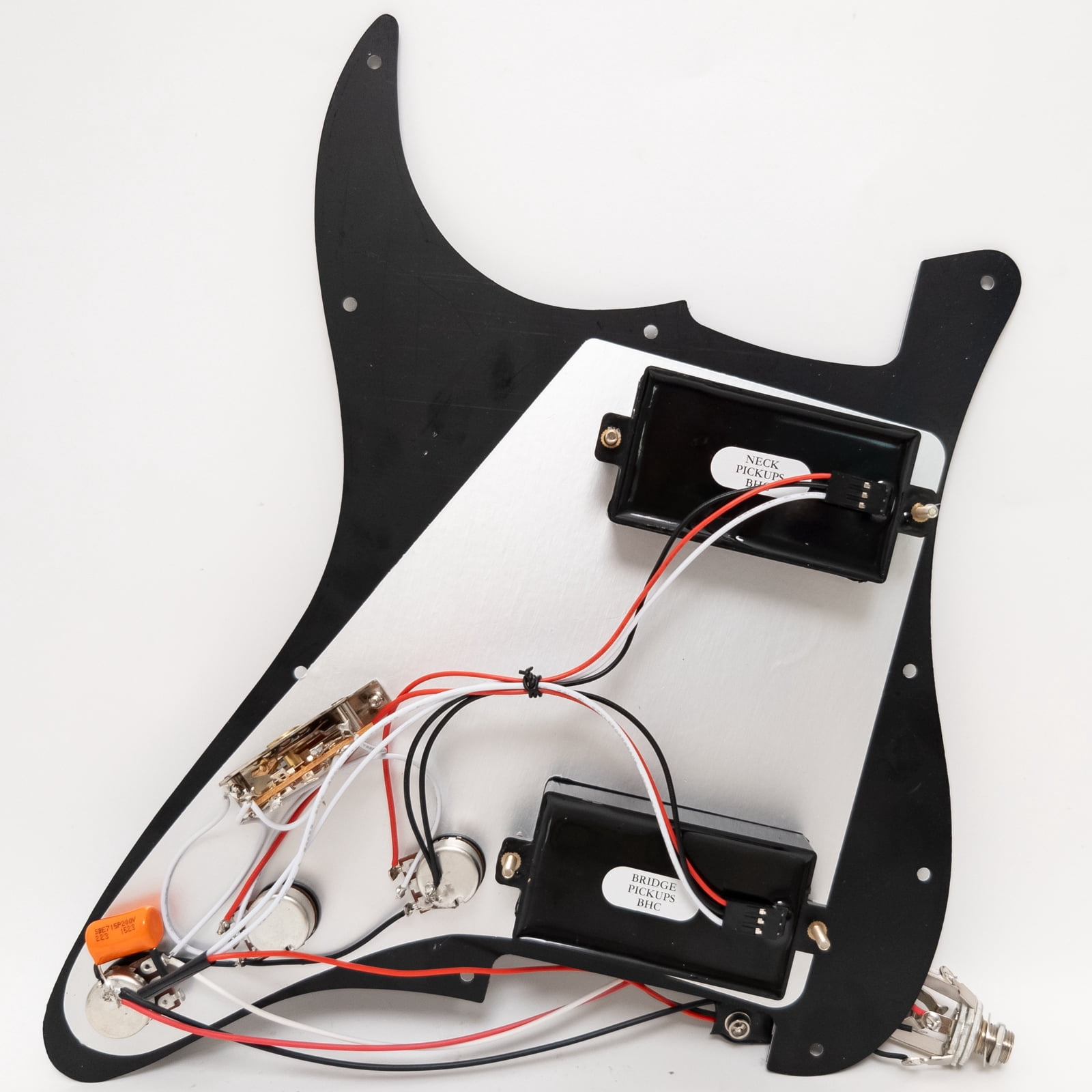 Prewired Loaded Pickguard for Fender Strat, EMG Style Active Humbuckers, High Output Ceramic Bridge & Alnico V Neck, Solderless Installation