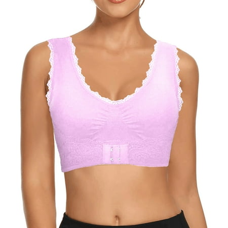 OJSFQUFP Plunge Bras for Women Pink Comfortable Breathable Bra Women Cup Solid Color Lace Sports Bra Large Full Top Size Soft Bra for Daily Life M