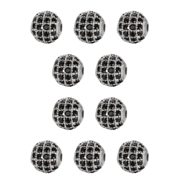 Qarigey de cuentas, para el tobillo, espaciador de cuentas decorativas, fabricación de joyas DIY, encontrar artesanía hecha a Plata Negro 8mm 10piezas