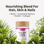 Snap Supplements Hair, Skin and Nails Support with Biotin and Collagen, 60 Capsules, Adult Dietary Supplement, Easy-to-Use Capsule Format, For supports healthy-looking hair, skin and nails
