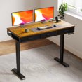 thumbnail image 3 of Electric Standing Desk with Drawers, 47 Inch Height Adjustable Desk with Power Outlets & USB, Sit Stand Table for Home, Office, Workstation, Rustic Brown, 3 of 10