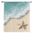 thumbnail image 2 of Beach Coastal Semi Sheer Curtains Drapes for Living Room, Bedroom, French Doors Window 96 Inches Long, Summer Nautical Starfish Aqua Beige Rod Pocket Chiffon Curtain Drapery Voile Draperies Panel, 2 of 6