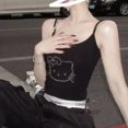 thumbnail image 1 of Sanrio Hello Kitty Sling Top with Chest Pads Faux Diamond Cute Cartoon Pattern Slim Camisole Strap Tees Female Summer Tops ZR, 1 of 7