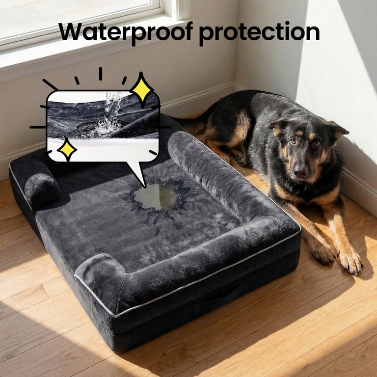Ophanie Sofa-Style Orthopedic Dog Bed, Black, Large photo 6