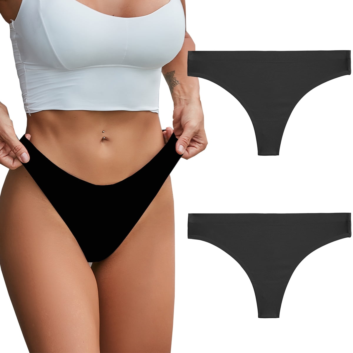 Finetoo Seamless Thongs for Women No Show Breathable Thong