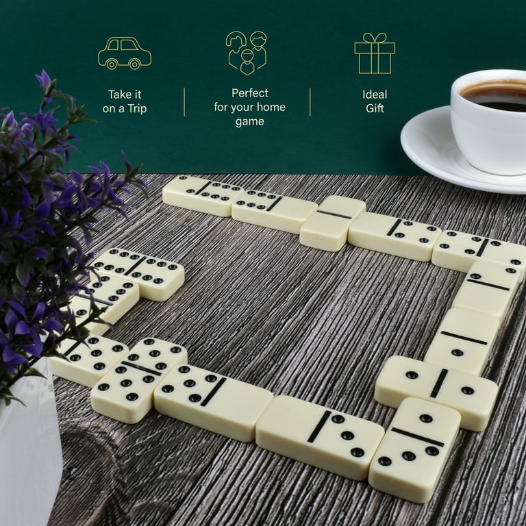 Queensell Jumbo Dominoes Set for Adults & Kids, 28 Tiles, Double 6