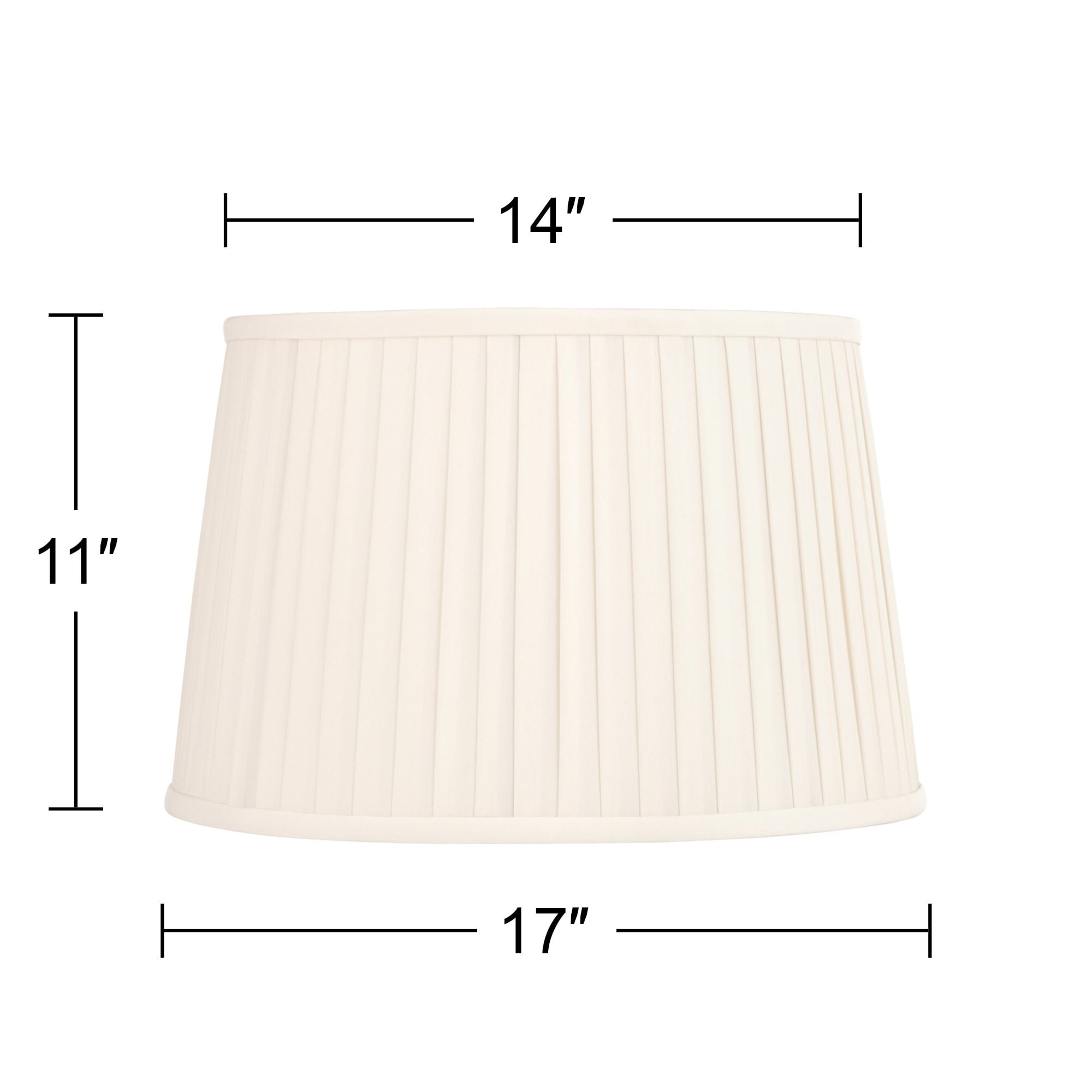 Springcrest Mapo 14" Top x 17" Bottom x 11" High x 11" Slant Lamp Shade Replacement Large Cream Drum Softback Washer Harp Finial