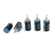 WXD3-13 2.2K Ohm 2W 4 Pins Rotary 10 Turn Wire Wound Potentiometer 5 Pcs