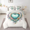 thumbnail image 2 of Manfei Vintage Cyan Love Heart Twin Bedding Sets 7-Piece, Western Rustic Flower Bedding Comforter Set, Teen Kid Child Adult Reversible Sheet Sets, Super Cozy Room Decor, 2 of 7