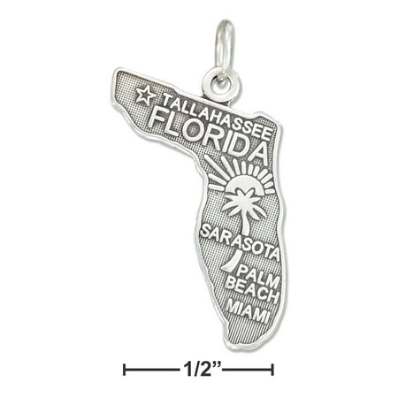 Florida Lighthouse Charm - STERLING SILVER ANTIQUED FLORIDA STATE CHARM