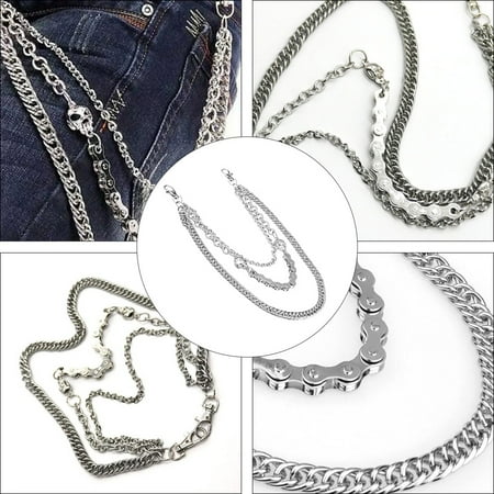 

1 Pc Men Decorative Trousers Chain Iron Skull Hip Hop Pants Chain (Silver）