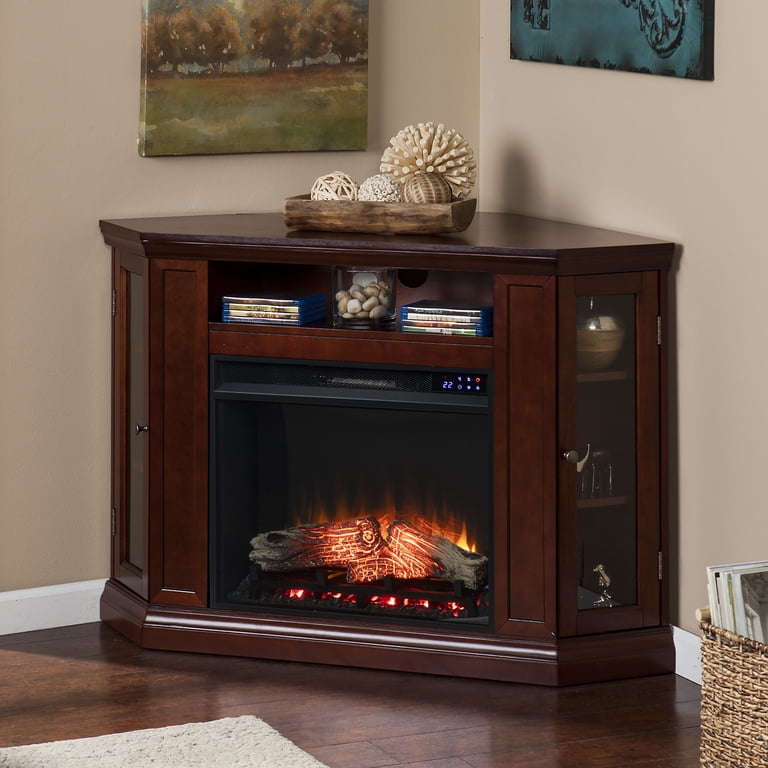 SEI Furniture Claremont Electric Corner Touch Screen Fireplace with  Storage- Cherry 48 x 32.25 Freestanding Indoor Electric Fireplaces - Walmart .com