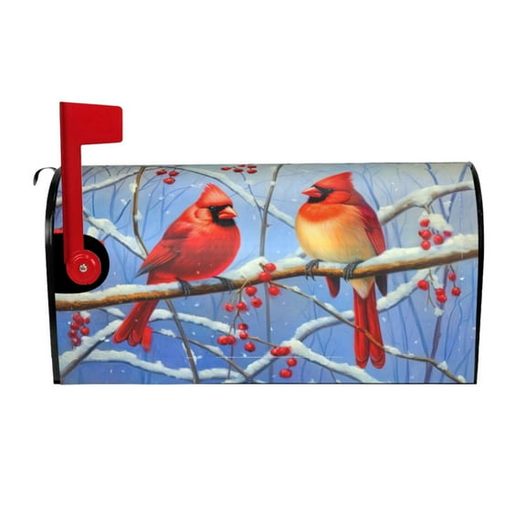 PHELIKA Winter Red Bird 04 Magnetic Mailbox Covers Standard Size 21"H x 18"W