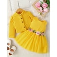 thumbnail image 2 of Zaldita Baby Girls Flolar Sundress And Cardigan Set Sleeveless Summer Toddler Dress Coat 2pcs Outfits Yellow 18-24 Months, 2 of 3
