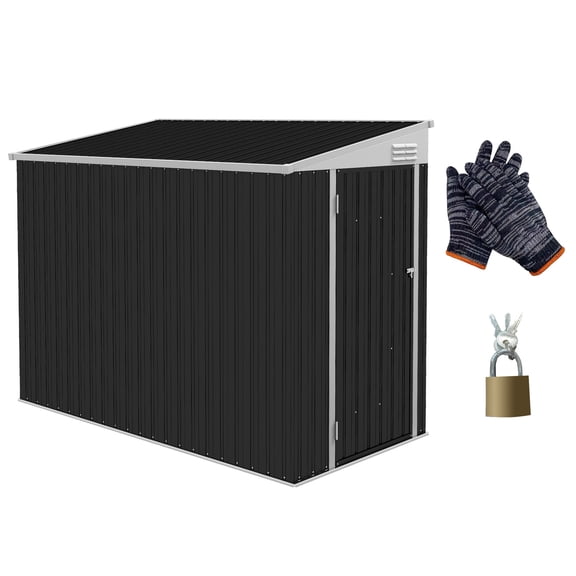 Gray Galvanized Outdoor Shed | Used for Storing Garden Tools and Bikes in Lawn | Keeps Interior Cool and Dry
