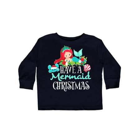 

Inktastic Have a Mermaid Christmas with Crab and Seashell Gift Toddler Boy or Toddler Girl Long Sleeve T-Shirt