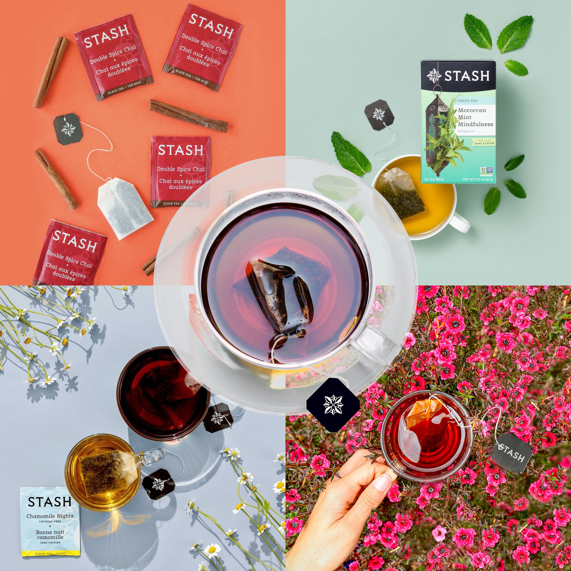 Stash Tea 50 Assorted Teas with 20 Honey Sticks, 25x2 Tea Bags, Variety Pack, Herbal Tea Sets, Tea Samplers