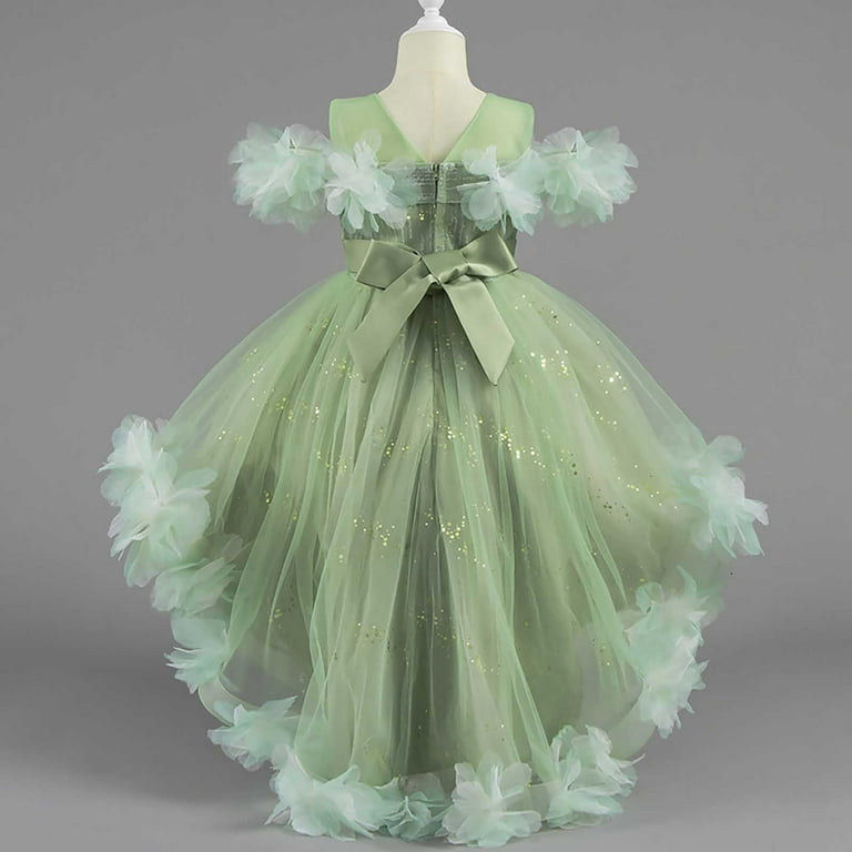 Hinvhai Toddler Baby Girls formal Ruffle Princess Dress Bowknot