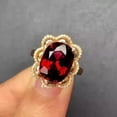 thumbnail image 2 of 3Ct Cushion Cut Simulated Red Garnet Women's Halo Wedding Ring 14k Yellow Gold Plated, 2 of 3