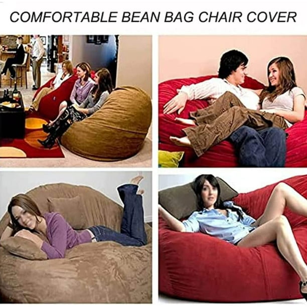  Luxurious Giant 7ft Bean Bag Chair Big Round Soft Fluffy Faux  Fur Beanbag Lazy Sofa Bed Cover for Kids, Teenagers, Adults (No Filler)  (Color : Brown A, Size : 6ft) 