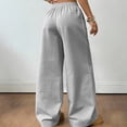 thumbnail image 5 of Fabrcox Gray Wide Leg Pants Women Drawstring Baggy Women's Lounge Pants Loose Spring Summer Trousers Pants for Women with Pockets, 5 of 5