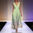 thumbnail image 2 of XIAONU Gradient Floral Maxi Dress for Women Sleeveless V Neck Waistband Chiffon Elegant Wedding Guest, 2 of 4