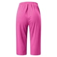 thumbnail image 4 of oqasdz Women Fashionable Solid Color Comfortable Mid Waist Calf Length Pants Trousers Slacks Relaxed Fit Female Dailywear, 4 of 4