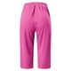 thumbnail image 4 of Pantalones capri de color liso y cintura media para niñas: pantalones informales elásticos y estilizantes, 4 of 4