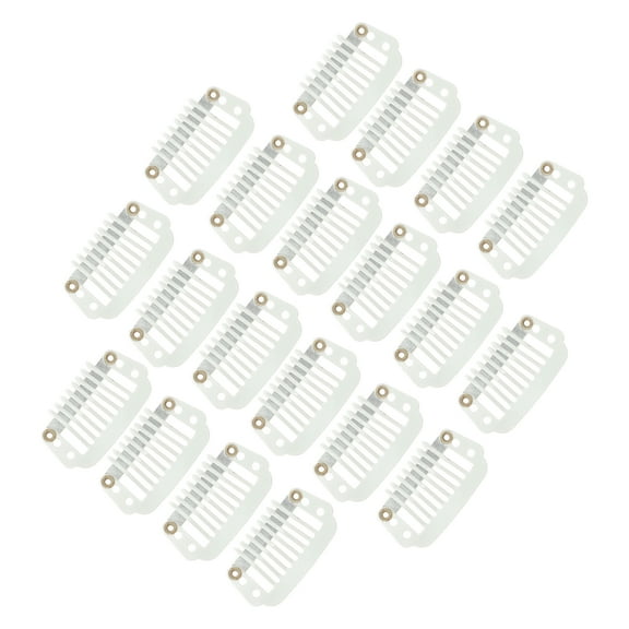 Unique Bargains 20 Pcs 8-Teeth Snap Wig Hair Clips for Hair Extension Beige